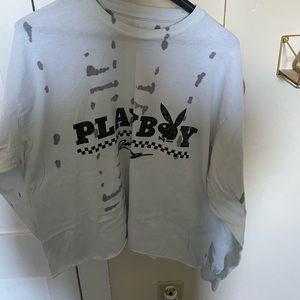 Long sleeve cropped playboy t shirt